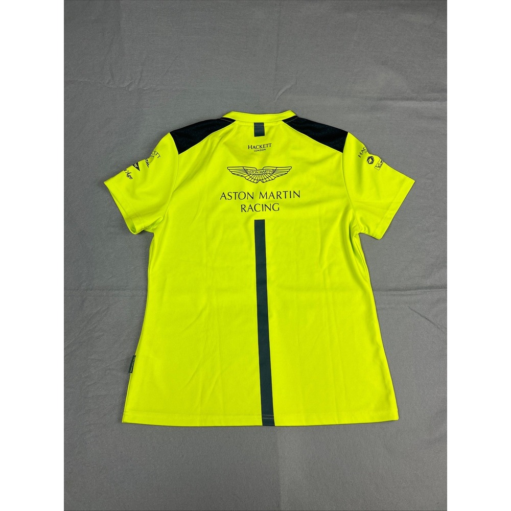 Hackett Aston Martin Racing Team Polo Shirt Womens XL Neon Green - Picture 12 of 12